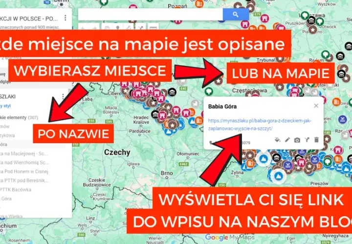 Mapa ciekawych miejsc w Polsce - gdzie się wybrać